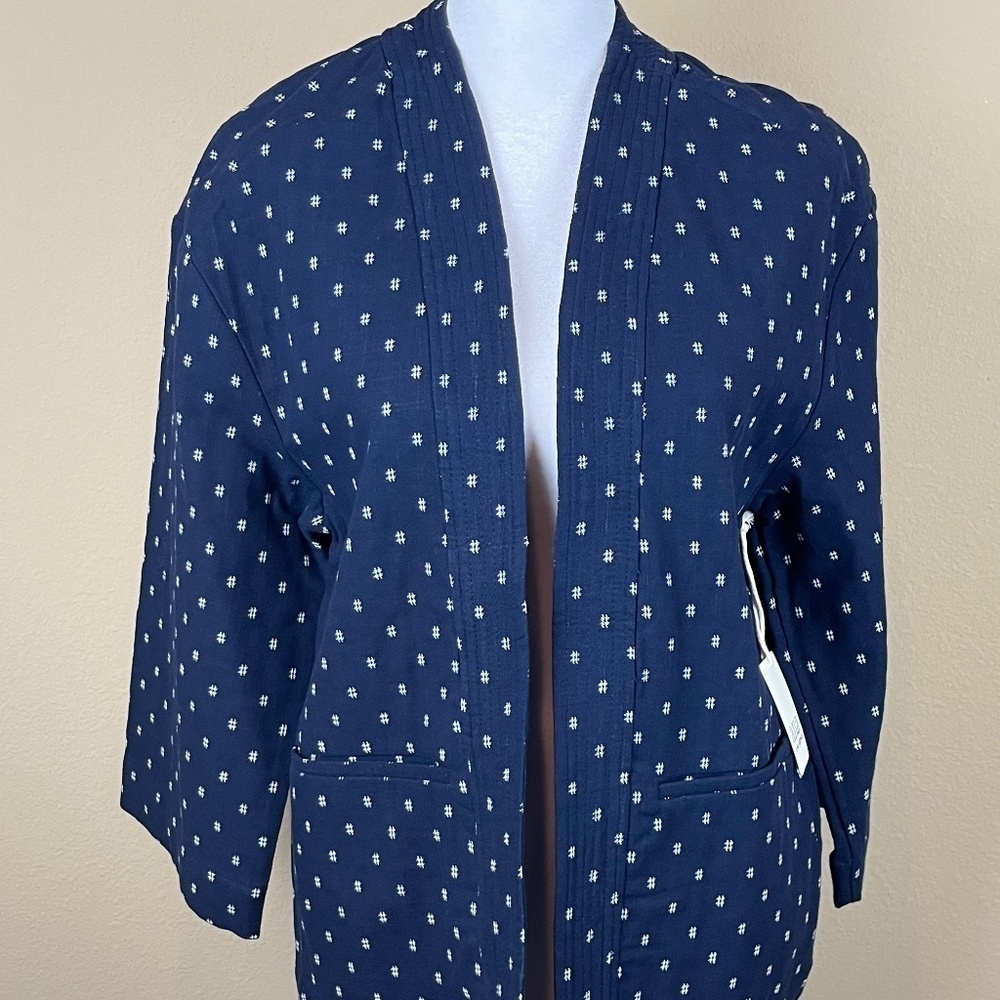 NWT Ana (A New Approach) Jacket Kimono Blue Patterned 3/4 Sleeves; Size XSP-SP
